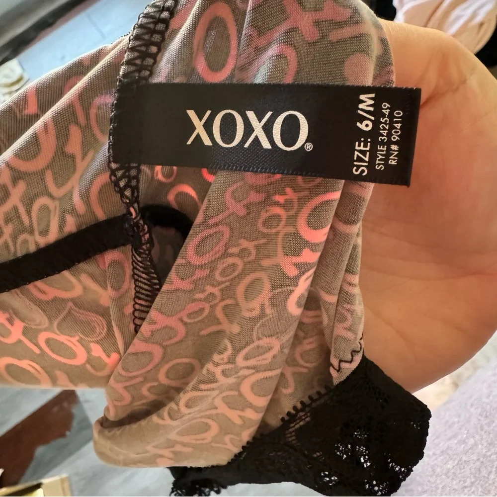 XOXO Black Hearts Nightie Dress Lace Nightgown  Size 6/Medium Feminine - Picture 4 of 8